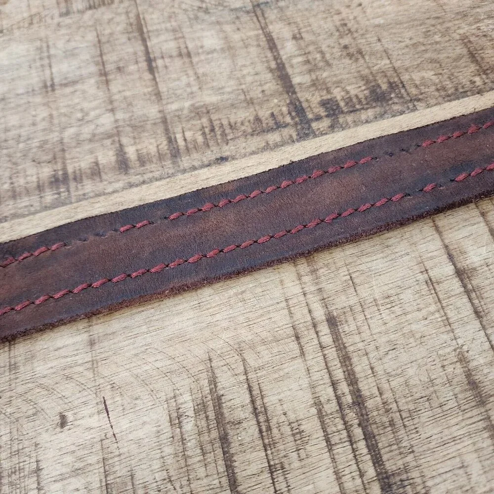 Vintage Abercrombie & Fitch Moose Brass Belt Buckle Brown Leather 34 - Picture 8 of 8